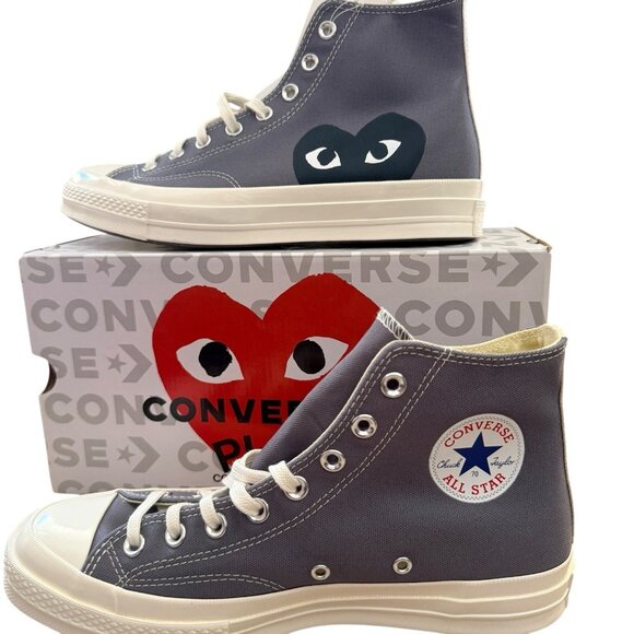 Converse Comme Des Garcons Men's 9 Hi Top Sneakers Gray Chuck 70 CDG 171847C - Picture 1 of 9
